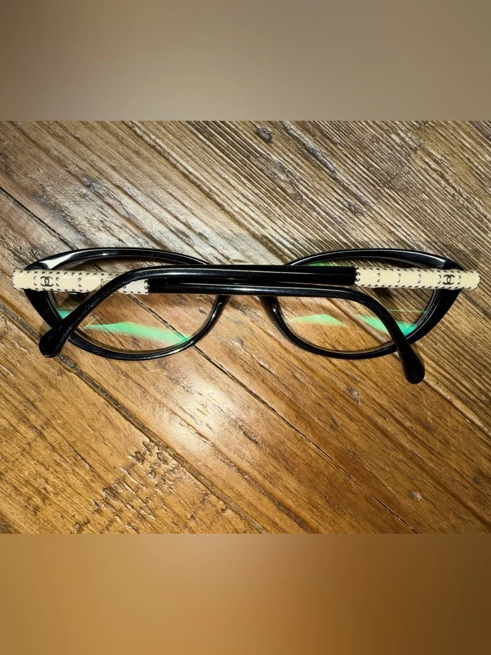 Chanel Quilted Studded Eyeglass Frames – Black & Cream – Repair/Replacement 3215